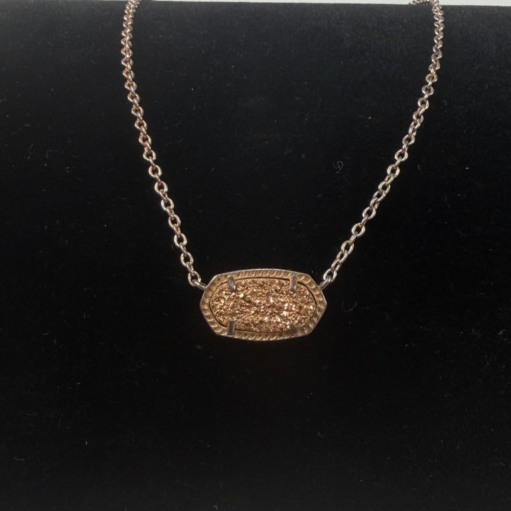 Kendra Scott Rose Gold Tone Druzy Elisa Pendant Necklace Adjustable